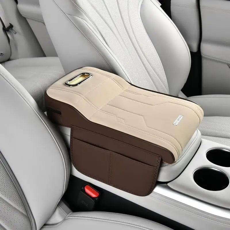 ✔Car Armrest Cushion with Tissue Box & Storage Pocket - Memory Foam Arm Rest Pad for Universal Vehicle Center Console