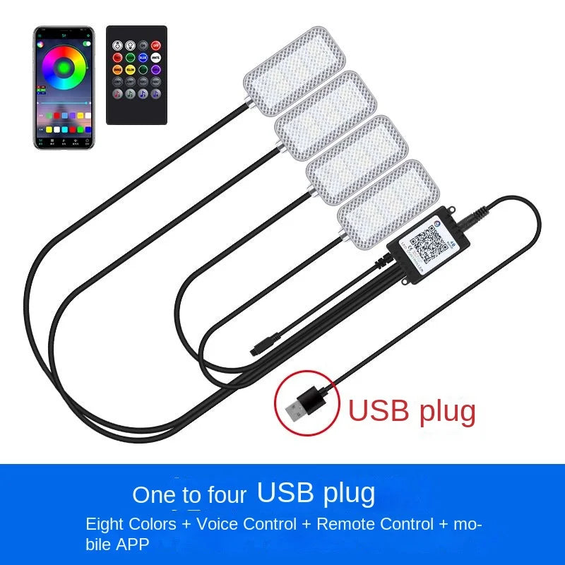 New Neon LED Car Interior Ambient Foot Strip Light Kit Accessories Backlight Remote App Music Control Auto RGB Decorative Lamps