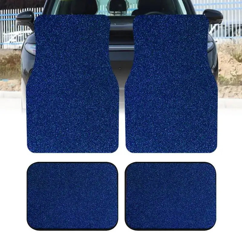 Universal Car Floor Mats Set of 4 Blue Texture Non-Slip Waterproof Auto Carpet Easy Clean Interior Accessory for Sedan SUV