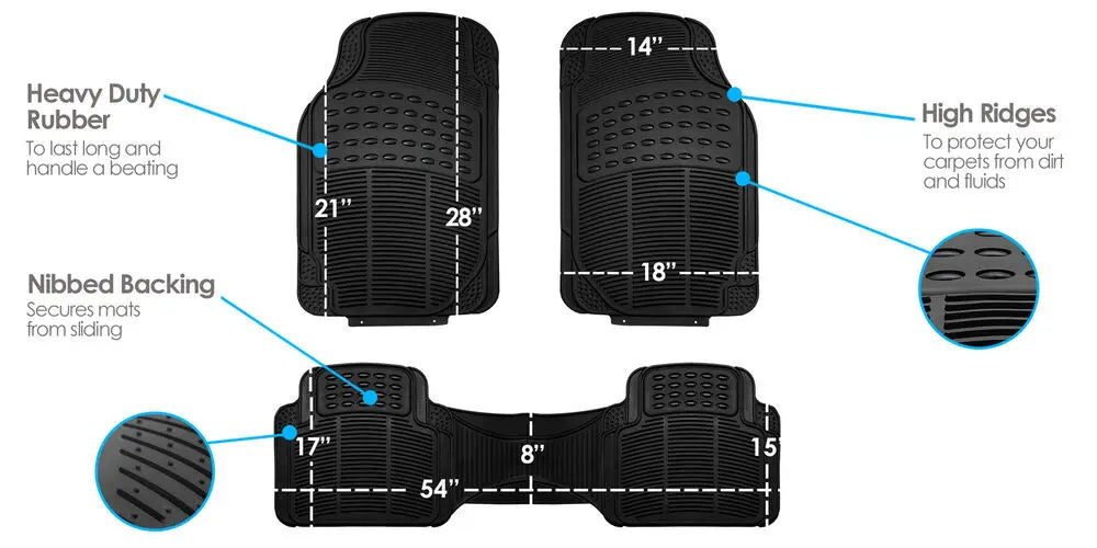 Car Floor Mats for All Weather Rubber 3pc Set Tactical Fit Heavy Duty Black Universal car floor mats Auto Accessories Tuning