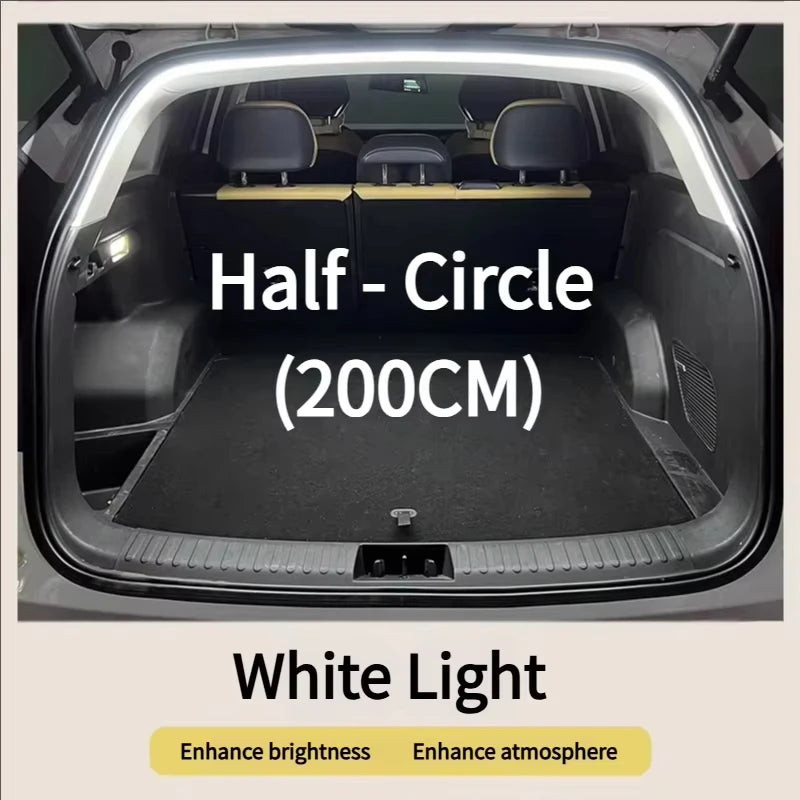 Car Trunk LED Light Strip 400cm/200cm Flexible Interior Ambient Lighting for SUV/MPV Automatic On/Off Hidden Installation