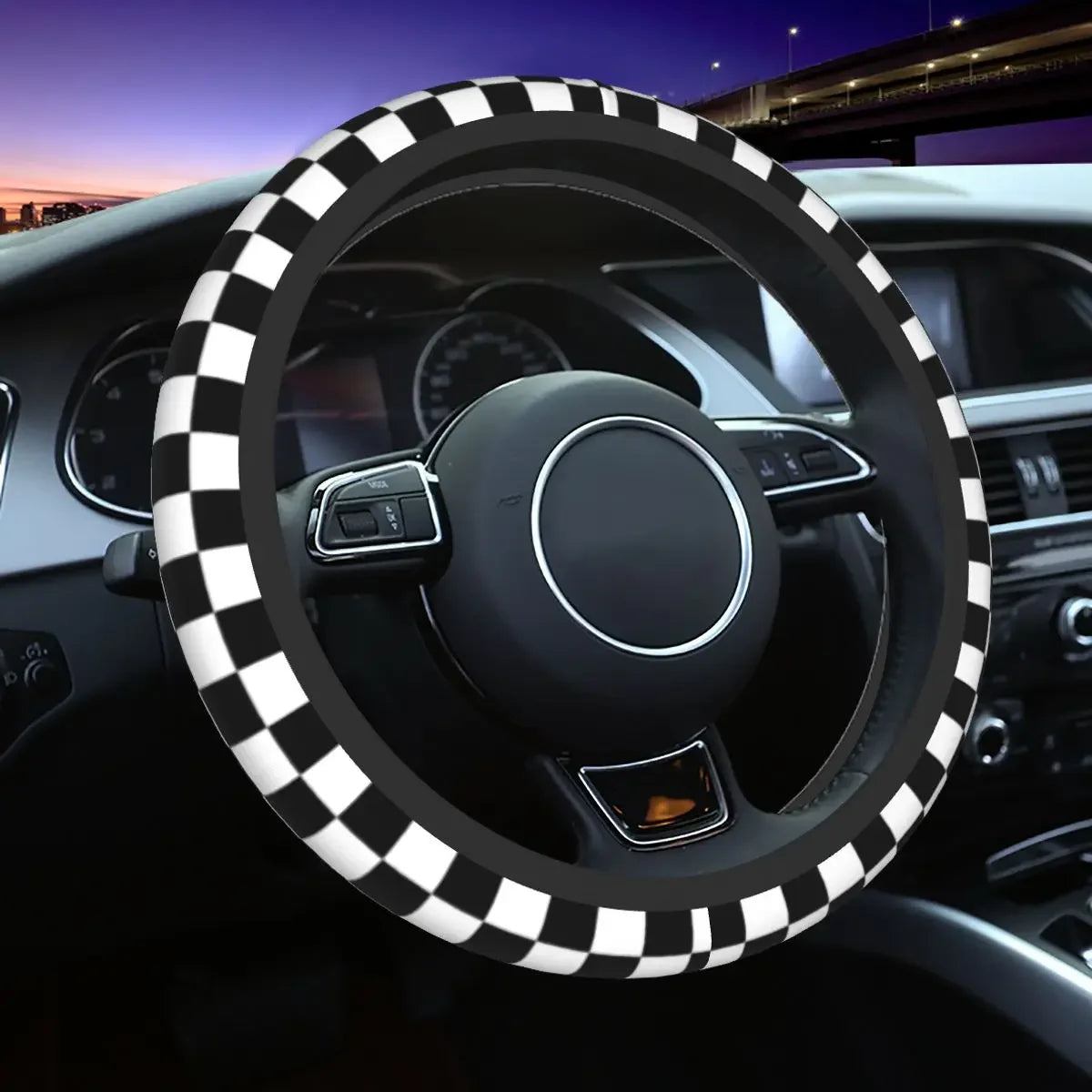 Ten color checkerboard pattern car steering wheel cover Universal 15-inch steering wheel cover