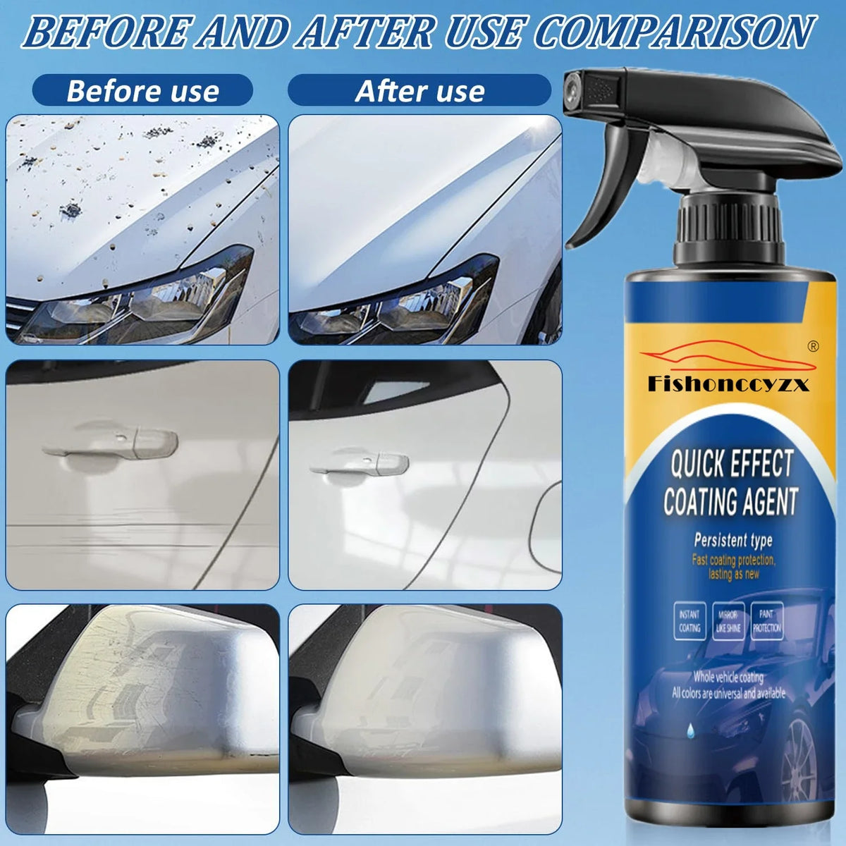 500ML Car Coating Spray Quick Effect Coating Agent Coat Car Wax Car Scratch Wax Coating Spray Oil Film Emulsion Glass Cleaner