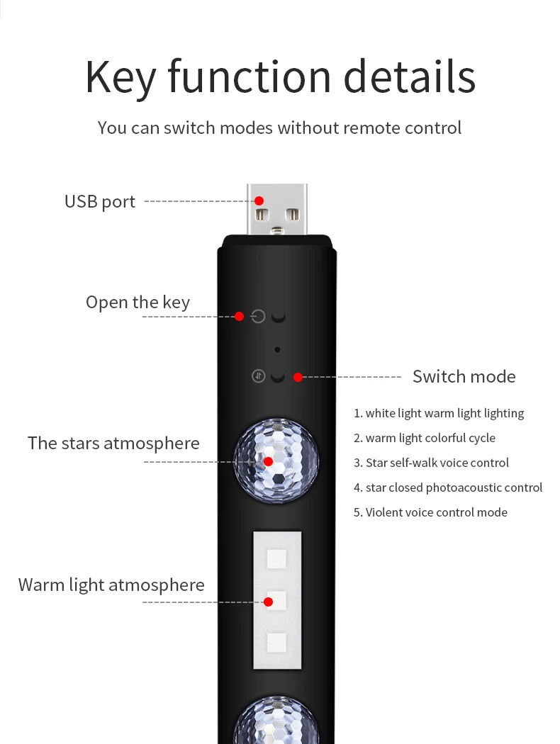 wireless rgb car interior atmosphere light With remote control Music Control Rhythm interior car lights led For car indoor