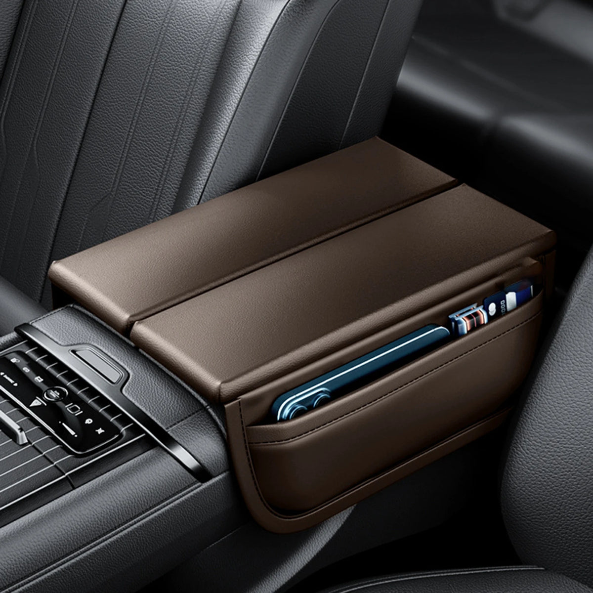Car Armrest Cover Auto Center Console Cover Universal Automobile Accessories Protector Arm Rest Cushion Mat PU leather