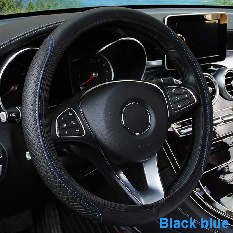 SEAMETAL 37-39CM Steering Wheel Cover Anti Slip Breathable Steering Cover Universal Microfiber Leather Steer Wheel Protector