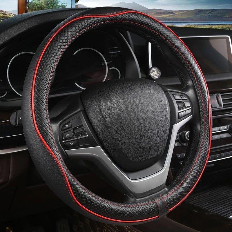 Car Steering Wheel Cover, Anti-Slip, Safety, Soft, Breathable, Heavy Duty, Thick, Full Surround, Sports Style universal use 38cm