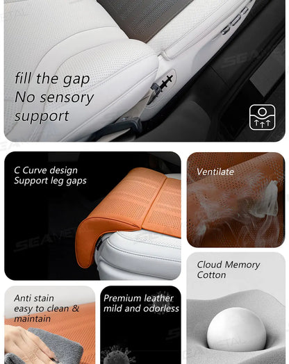 SEAMETAL Car Seat Cushion with Leg Support Universal Car Seat Protection Cover with Extension Leg Rest Padding Relieve Fatigue