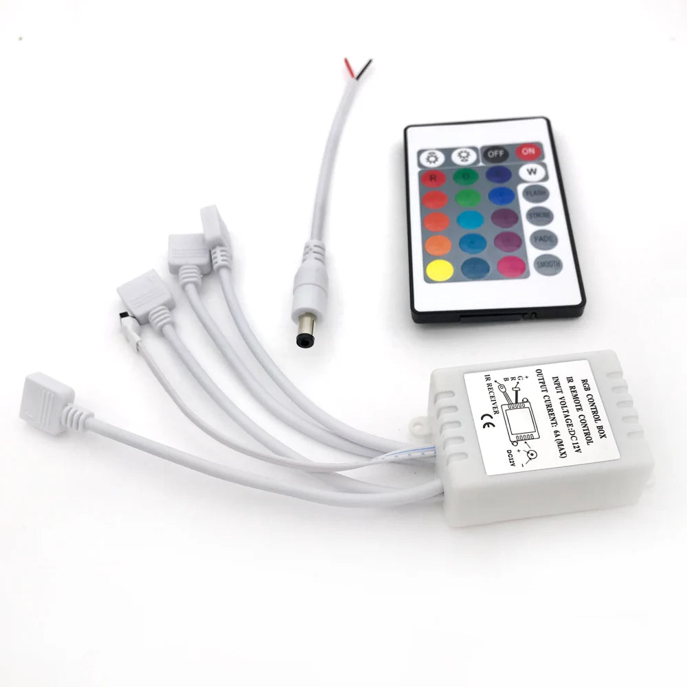 LED Controller RGB Colorful Driver 24-key IR Remote Control 4PIN Output 12V for Light Strip CAR Multicolor LED Light