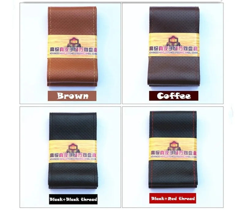 Truck Steering Wheel Cover Genuine Leather 42/45/47/50CM DIY Braid Car Steering Wheel Cover Bus Non-slip Steering-Wheel Cover