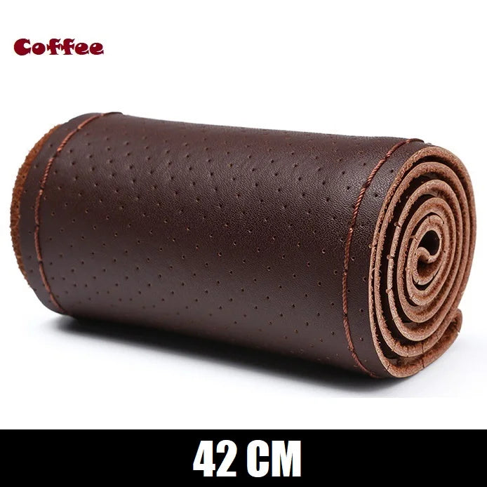 Truck Steering Wheel Cover Genuine Leather 42/45/47/50CM DIY Braid Car Steering Wheel Cover Bus Non-slip Steering-Wheel Cover