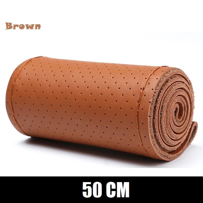 Truck Steering Wheel Cover Genuine Leather 42/45/47/50CM DIY Braid Car Steering Wheel Cover Bus Non-slip Steering-Wheel Cover