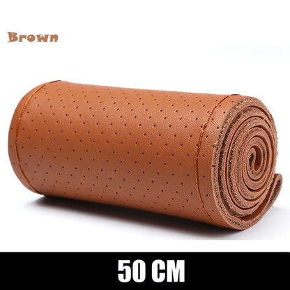 Truck Steering Wheel Cover Genuine Leather 42/45/47/50CM DIY Braid Car Steering Wheel Cover Bus Non-slip Steering-Wheel Cover