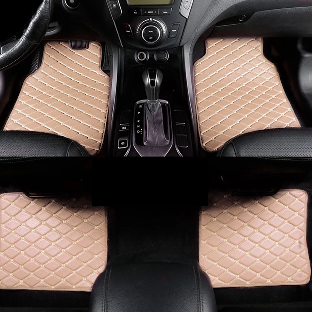 4pcs Car Floor Mats Universal Waterproof  Front Rear Full Set Auto Rugs Leather Car Carpet  Accessories Interior