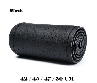 Truck Steering Wheel Cover Genuine Leather 42/45/47/50CM DIY Braid Car Steering Wheel Cover Bus Non-slip Steering-Wheel Cover