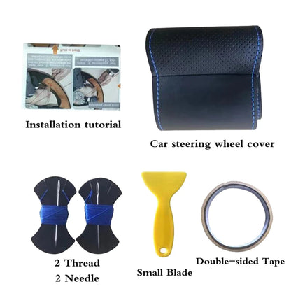 Steering Wheel Cover For Audi A2 8Z A3 8L Sportback A4 B6 Avant A6 C5 A8 D2 TT 8N S3 S4 RS 4 DIY Black PU Microfiber Leather
