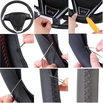 Custom Steering Wheel Cover For Nissan Qashqai J10 X-TRAIL T31 NV200 Rogue 2008-2012 Leather Braid For Steering Wheel DIY Sewing