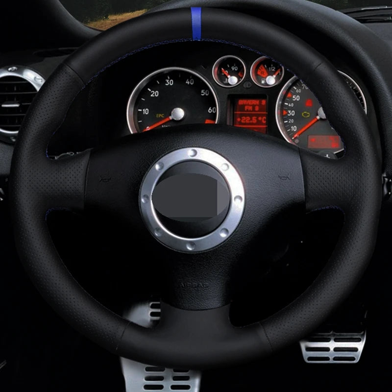 Steering Wheel Cover For Audi A2 8Z A3 8L Sportback A4 B6 Avant A6 C5 A8 D2 TT 8N S3 S4 RS 4 DIY Black PU Microfiber Leather