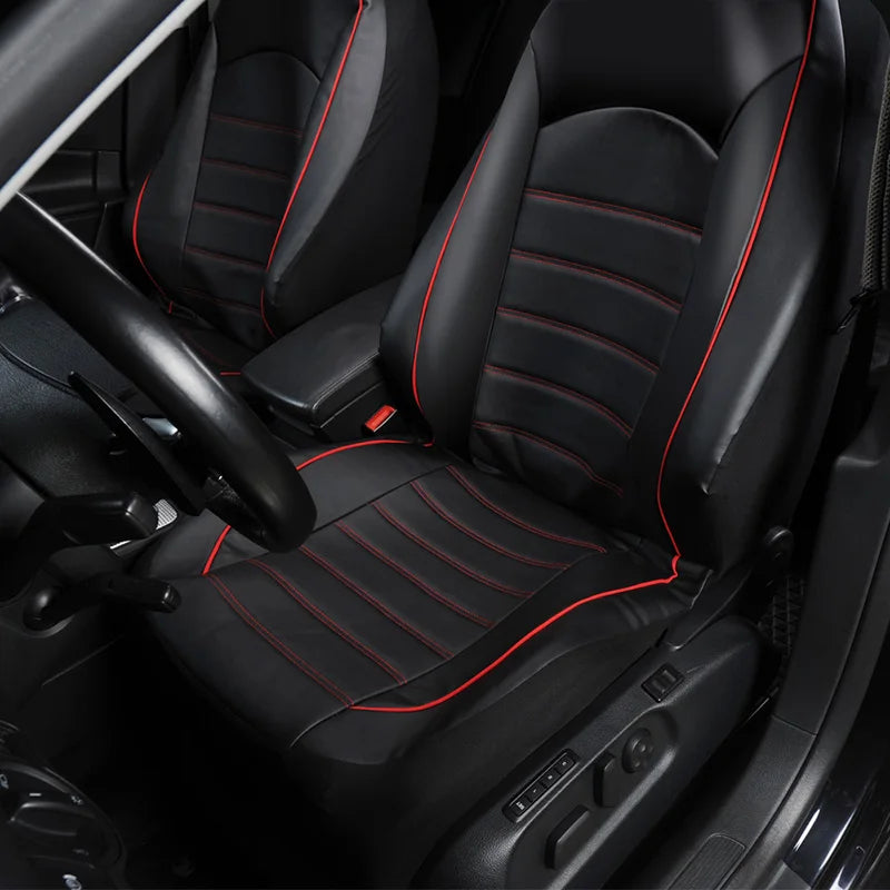 Faux Leather Car Seat Cover Full Set Airbags Compatible and Split Bench Universal Auto Covers Style Car Seat Cover Auto Interior