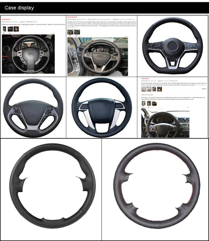Custom Steering Wheel Cover For Nissan Qashqai J10 X-TRAIL T31 NV200 Rogue 2008-2012 Leather Braid For Steering Wheel DIY Sewing
