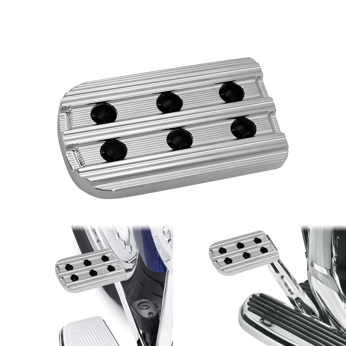 Motorcycle CNC Large Brake Pedal Pad Cover Black/Chrome Footpegs Footrest Pedal For Harley Softail Touring Dyna Road King Glide
