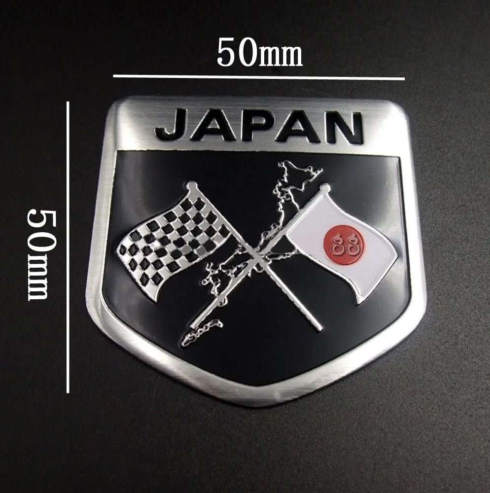 Japan Flag Shield Emblem Badge Car Sticker Japanese Flag Badge Body Bumper Styling Decor Sticker Badge Universal Car Accessories