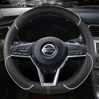 Car Steering Wheel Cover D Type PU Leather For Nissan X-trail Qashqai Rogue Sport Rogue 2017 2018 2019 2020 2021 Altima Versa