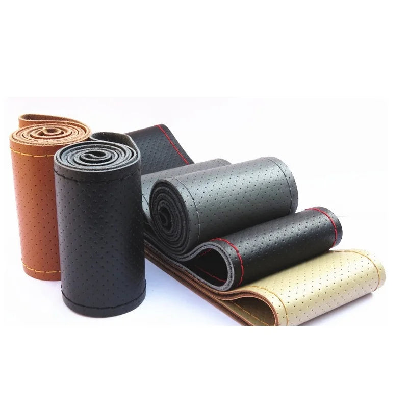 Truck Steering Wheel Cover Genuine Leather 42/45/47/50CM DIY Braid Car Steering Wheel Cover Bus Non-slip Steering-Wheel Cover