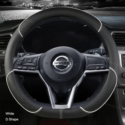 Car Steering Wheel Cover D Type PU Leather For Nissan X-trail Qashqai Rogue Sport Rogue 2017 2018 2019 2020 2021 Altima Versa