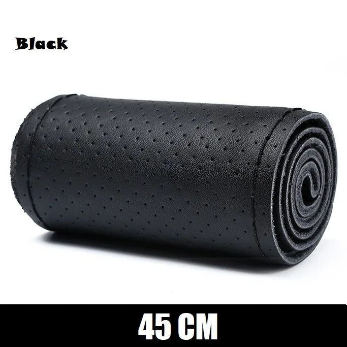 Truck Steering Wheel Cover Genuine Leather 42/45/47/50CM DIY Braid Car Steering Wheel Cover Bus Non-slip Steering-Wheel Cover