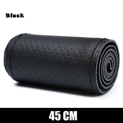 Truck Steering Wheel Cover Genuine Leather 42/45/47/50CM DIY Braid Car Steering Wheel Cover Bus Non-slip Steering-Wheel Cover