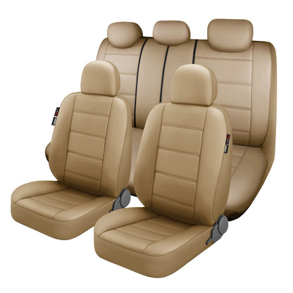 Lux Artificial PU Leather Car Seat Cover Universal Size Full Set Airbag Compatible Fit Most Cars