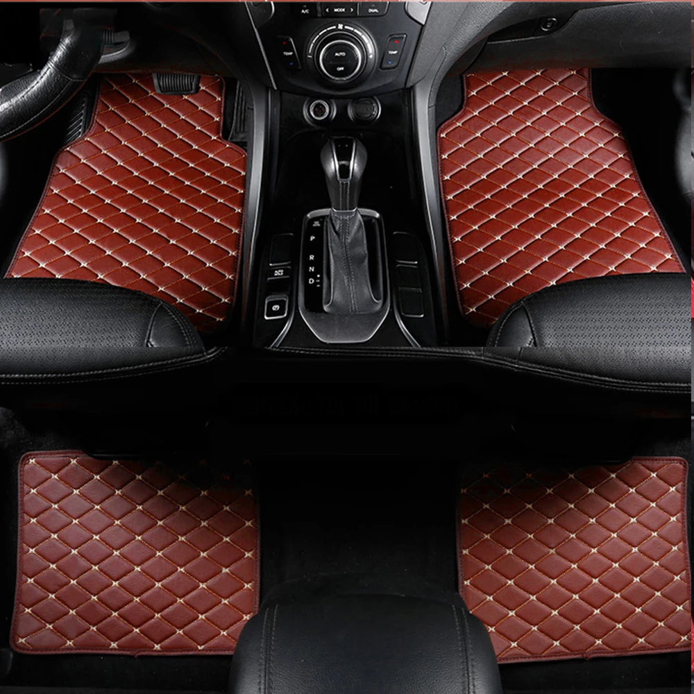 4pcs Car Floor Mats Universal Waterproof  Front Rear Full Set Auto Rugs Leather Car Carpet  Accessories Interior