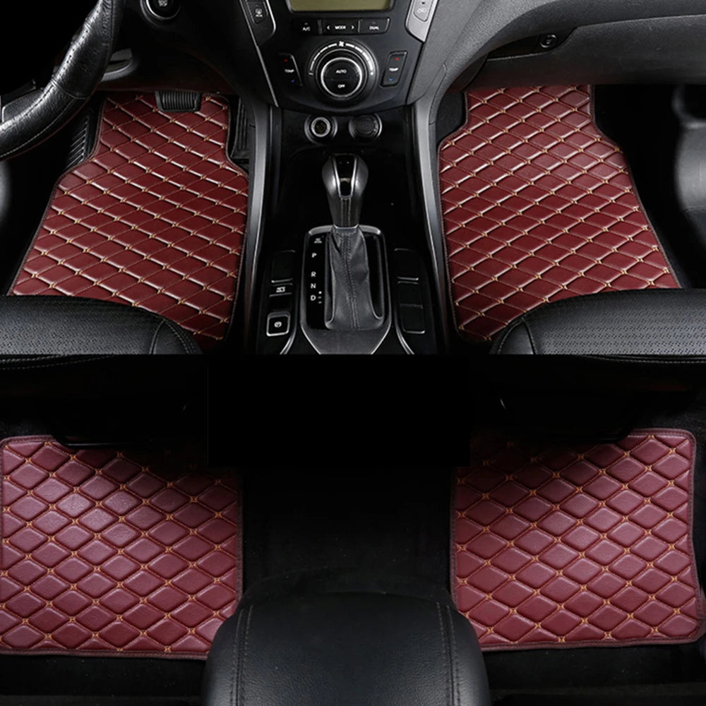 4pcs Car Floor Mats Universal Waterproof  Front Rear Full Set Auto Rugs Leather Car Carpet  Accessories Interior