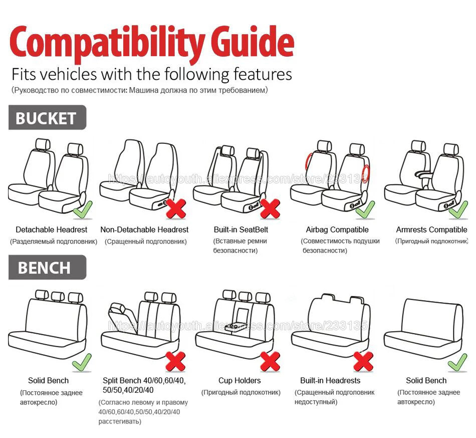 AUTOYOUTH Automobiles Seat Covers Full Car Seat Cover Universal Fit Interior Accessories Protector Color Gray Car-Styling