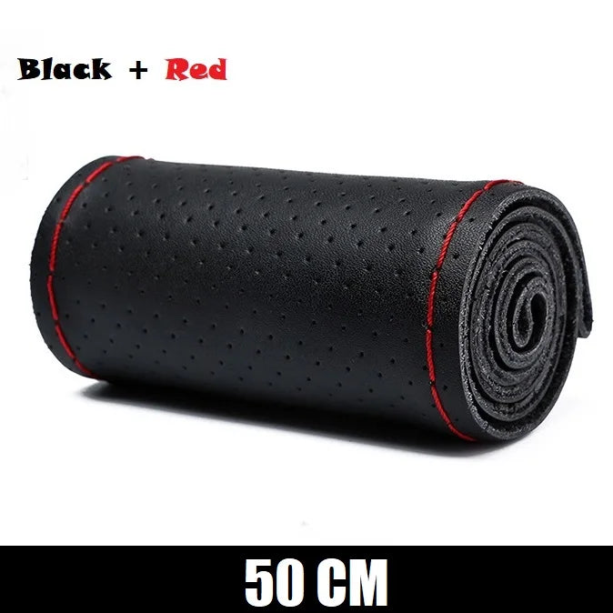 Truck Steering Wheel Cover Genuine Leather 42/45/47/50CM DIY Braid Car Steering Wheel Cover Bus Non-slip Steering-Wheel Cover