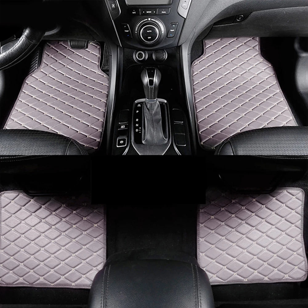 4pcs Car Floor Mats Universal Waterproof  Front Rear Full Set Auto Rugs Leather Car Carpet  Accessories Interior