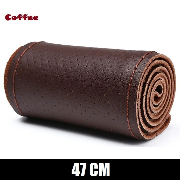 Truck Steering Wheel Cover Genuine Leather 42/45/47/50CM DIY Braid Car Steering Wheel Cover Bus Non-slip Steering-Wheel Cover