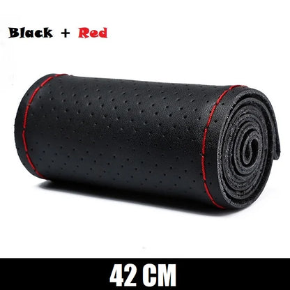 Truck Steering Wheel Cover Genuine Leather 42/45/47/50CM DIY Braid Car Steering Wheel Cover Bus Non-slip Steering-Wheel Cover