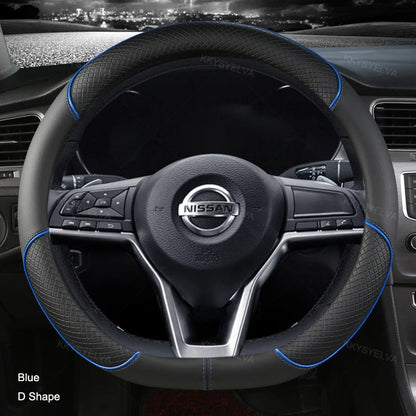 Car Steering Wheel Cover D Type PU Leather For Nissan X-trail Qashqai Rogue Sport Rogue 2017 2018 2019 2020 2021 Altima Versa
