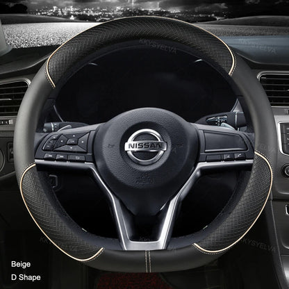 Car Steering Wheel Cover D Type PU Leather For Nissan X-trail Qashqai Rogue Sport Rogue 2017 2018 2019 2020 2021 Altima Versa