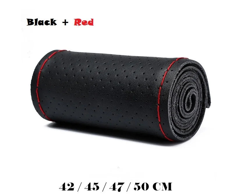 Truck Steering Wheel Cover Genuine Leather 42/45/47/50CM DIY Braid Car Steering Wheel Cover Bus Non-slip Steering-Wheel Cover