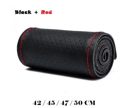 Truck Steering Wheel Cover Genuine Leather 42/45/47/50CM DIY Braid Car Steering Wheel Cover Bus Non-slip Steering-Wheel Cover