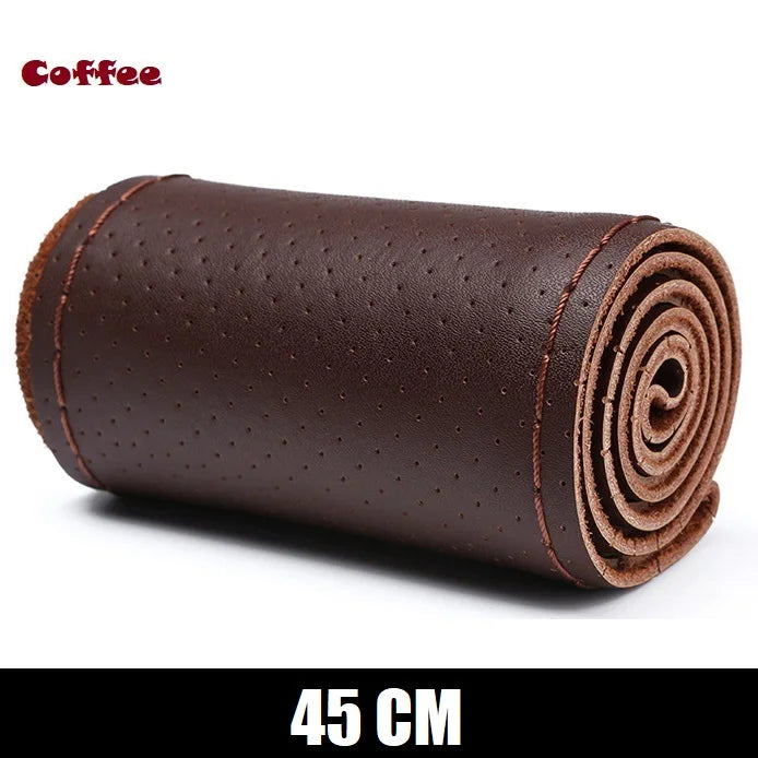 Truck Steering Wheel Cover Genuine Leather 42/45/47/50CM DIY Braid Car Steering Wheel Cover Bus Non-slip Steering-Wheel Cover