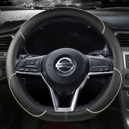 Car Steering Wheel Cover D Type PU Leather For Nissan X-trail Qashqai Rogue Sport Rogue 2017 2018 2019 2020 2021 Altima Versa