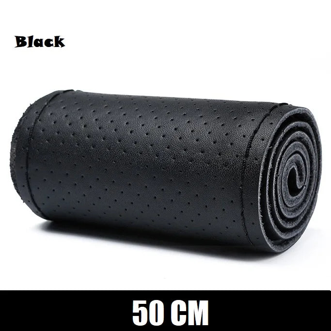 Truck Steering Wheel Cover Genuine Leather 42/45/47/50CM DIY Braid Car Steering Wheel Cover Bus Non-slip Steering-Wheel Cover