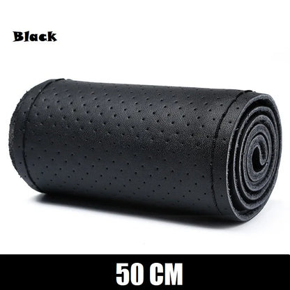 Truck Steering Wheel Cover Genuine Leather 42/45/47/50CM DIY Braid Car Steering Wheel Cover Bus Non-slip Steering-Wheel Cover