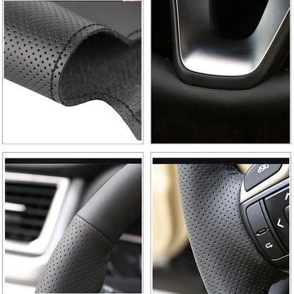 Custom Steering Wheel Cover For Nissan Qashqai J10 X-TRAIL T31 NV200 Rogue 2008-2012 Leather Braid For Steering Wheel DIY Sewing