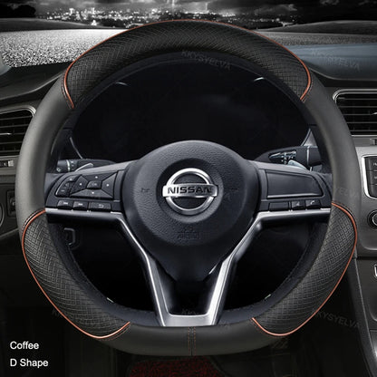 Car Steering Wheel Cover D Type PU Leather For Nissan X-trail Qashqai Rogue Sport Rogue 2017 2018 2019 2020 2021 Altima Versa