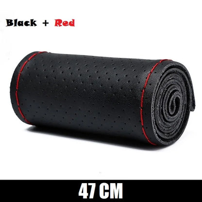 Truck Steering Wheel Cover Genuine Leather 42/45/47/50CM DIY Braid Car Steering Wheel Cover Bus Non-slip Steering-Wheel Cover